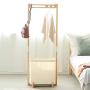 Bamboo Coat Rack Floor Combination Hanger Creative Dirty Clothes Basket Hanger Clothes Rack Simple 155CM (Color : Wood Color)