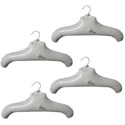 NewFerU Inflatable Hanger Travel X 4, White Round Shoulder, Portable Folding Clothes Drying Rack with Metal Hook, Space Saving Coat Storage Set Non Slip Foldable for Home Car Camping Indoor Outdoor