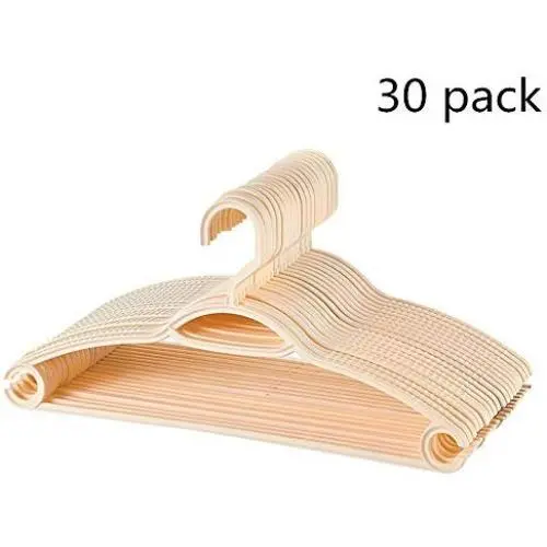 LIUFENGLONG Clothes Hangers Set, 30 Pieces Hangers Plastic for Suit Clothes Everyday Standard Use Clothing Pants Skirt Hangers Sturdy Closet Clothing Organiser (Color : Beige, Size : 41X19.5CM)