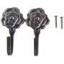 Sevenfly 2 Pcs Rose Pattern Metal Shower Curtain Hooks Wall Decorative Clothes Coat Hat Home Storage Hangers(Bronze)