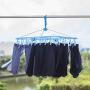 Foldable Clip and Drip Hanger, Socks Hanger Underwear Hanger with 36 Clothespins & Wind-Proof Hook, Hanger for Drying Towels, Bras, Baby Clothes, Plastic Laundry Sock Drying Hanger, Large Blue