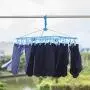 Foldable Clip and Drip Hanger, Socks Hanger Underwear Hanger with 36 Clothespins & Wind-Proof Hook, Hanger for Drying Towels, Bras, Baby Clothes, Plastic Laundry Sock Drying Hanger, Large Blue