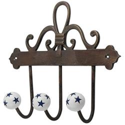 Indianshelf Handmade 1 Artistic Vintage Blue Ceramic Star Clothes Hooks Hangers/Key Hooks for Purse