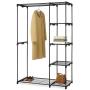 Leoneva Supreme 3-Tiers Garment Rack Clothes Hanging Rack with Hanger Bar Wheels (5 Tier-2 Hanging Rods, Black)