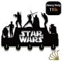 Star Wars Wall Door Hooks 20LB(Max) Quality Black Wood Made -Light in Weight-Easy to Install -Five Metal Hooks (Star 3)