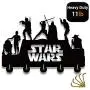 Star Wars Wall Door Hooks 20LB(Max) Quality Black Wood Made -Light in Weight-Easy to Install -Five Metal Hooks (Star 3)