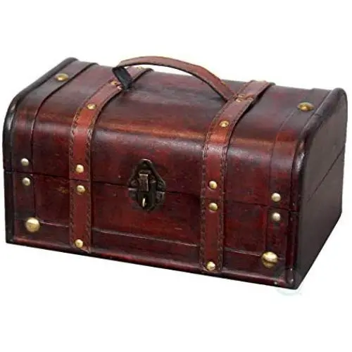 Vintiquewise(TM) Decorative Treasure Boxes - Wooden Trunk Chest Vintiquewise(TM) Decorative Treasure Boxes - Wooden Trunk Chest