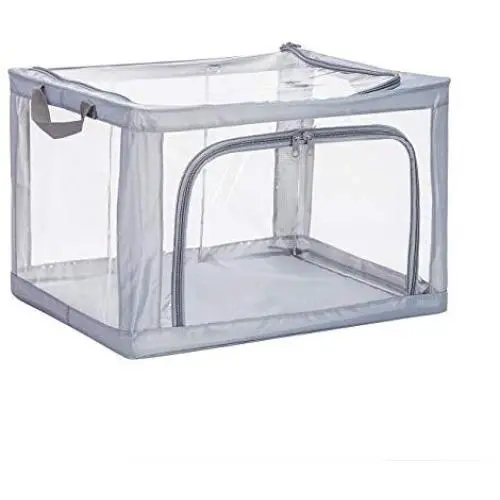 DoDoMagxanadu Clear Window Storage Clothes Organizer, Foldable Containers for Clothes, Toy Storage Container Clear Stackable Storage Bin Boxes (Grey, 66L(19.6x15.7x12.9) DoDoMagxanadu Clear Window Storage Clothes Organizer, Foldable Containers for Clothes, Toy Storage Container Clear Stackable Storage Bin Boxes (Grey, 66L(19.6x15.7x12.9)