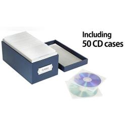 JackCubeDesign CD Case Storage Boxes Case DVD Organizer Holder with 50 Cases(Navy, 5.8 x 10.9 x 5.4 inches)-MK226A