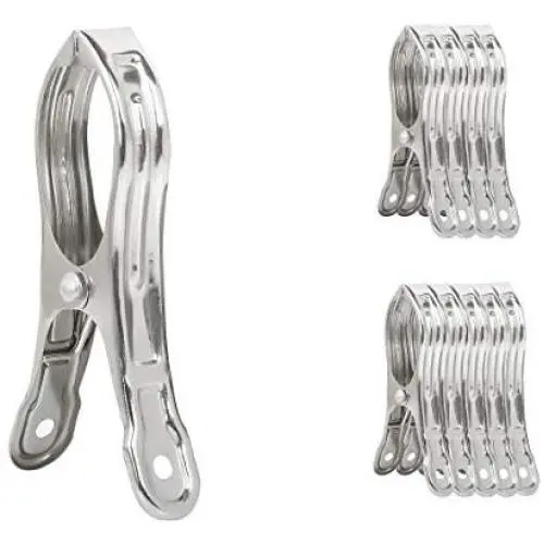 BAOEF Towel Clips,3.5‘’ Stainless Steel Heavy Duty Utility Clips,Clothing Peg Clamp,Clothespin Hanger for Photos, Quilt, Jeans, Pants, Windproof,10 Packs