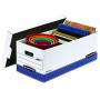 Bankers Boxes STOR/FILE Medium-Duty Storage Boxes, FastFold, Lift-Off Lid, Letter, Case of 12 (00701), White/Blue