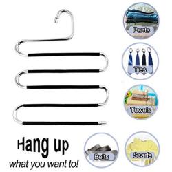 Multi-Purpose Pants Hangers S-Shaped Non Slip Hangers Closet Space Saver for Jeans Scarf Tie Clothes(5PCS)