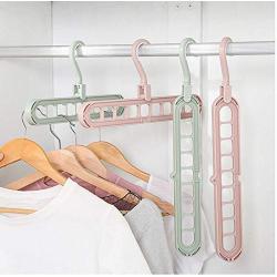 10pcs Random Color Multi-Function Folding Magic Hanger Nine-Hole Rotating Clothes Hanger Wardrobe Drying Clothes Home Bedroom Storage Tool