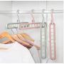 10pcs Random Color Multi-Function Folding Magic Hanger Nine-Hole Rotating Clothes Hanger Wardrobe Drying Clothes Home Bedroom Storage Tool