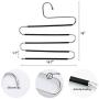 DailyTreasures S-Shaped Pants Hangers, Stainless Steel 5 Layer S-Type Clothes Hangers with 4 Clips + 2 Cedar Rings, Non Slip Trouser Hanger for Jeans, Scarf, Tie, Clothes, Closet Space Saving