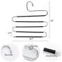 DailyTreasures S-Shaped Pants Hangers, Stainless Steel 5 Layer S-Type Clothes Hangers with 4 Clips + 2 Cedar Rings, Non Slip Trouser Hanger for Jeans, Scarf, Tie, Clothes, Closet Space Saving DailyTreasures S-Shaped Pants Hangers, Stainless Steel 5 Layer S-Type Clothes Hangers with 4 Clips + 2 Cedar Rings, Non Slip Trouser Hanger for Jeans, Scarf, Tie, Clothes, Closet Space Saving