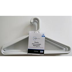 Strong Extra Heavy Adult Plastic Tube Hangers - White - 9 Ct