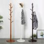 GGYDD Wooden Free Standing Coat Rack, Entryway Hall Tree Coat Hanger with Solid Round Base for Hat,Clothes,Purse,Scarves,Umbrella-Brown 40x170cm(16x67inch)