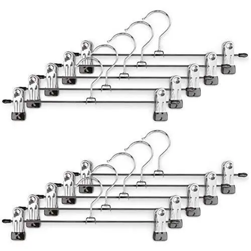 10pcs Anti-Slip Clothes Hangers, with 2 Adjustable Clips Clothes Pins Hangers Coat Clothes Closet Pant Skirt Dress Wardrobe Hangers
