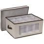 Household Essentials Natural 542 Vision Storage Boxes with Lid and Handles | Balloon Goblet Wine Glasses Canvas with Brown Trim