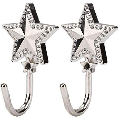 uxcell Curtain Tieback Hook Zinc Alloy Tassel Curtains Holder Window Holdbacks Wall Hooks Clothes Hanger, Set of 2, SilverTone