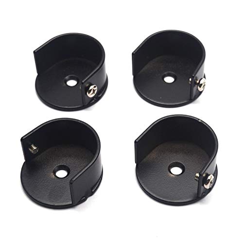 Tulead 4PCS Black Rod Hanger Shower Rod Support Brackets Wall Flange U-Shaped Sockets 1.4&quotx0.7"