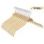EAZONE Durable Wooden Clothes Hangers Natural Finish Extra Wide with Soft Non-Slip Stripes - 10 Pack