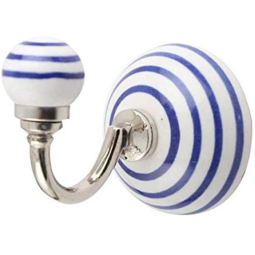 Indianshelf Handmade 1 Artistic Vintage White Ceramic Strip Key Hooks Hangers/Clothes Hooks for Doors
