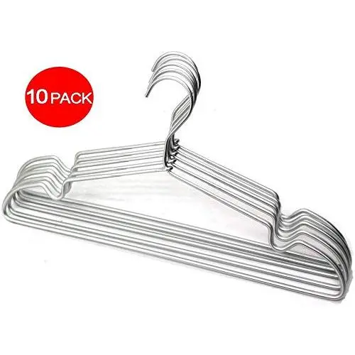 Koobay 12&quot NON SLIP silver Aluminium Children Top girls/boys Clothes Hangers for Closet Organization W Notches Satin Matt (10)