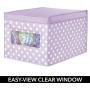 mDesign Decorative Soft Stackable Fabric Closet Storage Organizer Holder Boxes - Clear Window, Lid, for Child/Kids Room, Nursery - Large, Collapsible Foldable - Polka Dot Print - 4 Pack - Light Purple mDesign Decorative Soft Stackable Fabric Closet Storage Organizer Holder Boxes - Clear Window, Lid, for Child/Kids Room, Nursery - Large, Collapsible Foldable - Polka Dot Print - 4 Pack - Light Purple