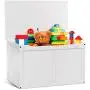 Costzon Toy Storage Chest Organizer, Wooden Toy Boxes with 2 Safety Hinge & Lid for Kids (White)