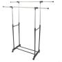 Cypressshop Adjustable Garment Hanging Rolling Double Rack Bar Adjustable Clothing Rail Hanger Clothes Dryer Drying 32” with Hanger Steel Indoor Outdoor Use Home Furniture