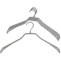 Mawa by Reston Lloyd BodyForm Series Non-Slip Space-Saving Clothes Hanger For  Jackets, Suits & Coats, 16-1/2", Style 42/L, Set of 5, Silver