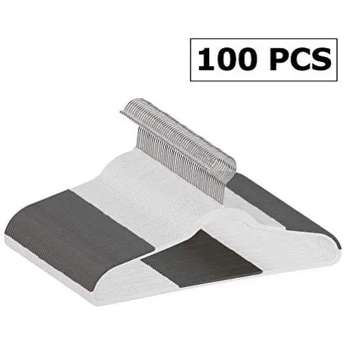ZENY 100 Pack Plastic Coat Hangers, Space Saving Clothes Hanger with Non-Slip Stripe and 360° Swivel Hooks, 0.2& Thickness, Gray ZENY 100 Pack Plastic Coat Hangers, Space Saving Clothes Hanger with Non-Slip Stripe and 360° Swivel Hooks, 0.2& Thickness, Gray
