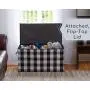 Nest & Be X-Large Premium Toy Storage Chest - Black & White Check, Buffalo Plaid, Durable Sides w/Divider, and Attached, Flip-Top Lid. for Home Organization, Nursery, Kids playroom, Pet Items, Closet
