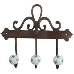 Indianshelf Handmade 1 Artistic Vintage Green Ceramic Star Wall Hooks Hangers/Hooks for Hanging Towels