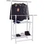 USA_Best_Seller White Folding Portable Adjustable Rolling Clothes Rack Hanger with 2 Shelves Foldable Coat Hat Suit Storage Organizer