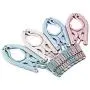 Exclen 4 Pcs Travel Folding Hanger Plastic Portable Outdoor Travel Clothes Support Sun Socks Rack Mini Drying Rack with Clip (Colorful)