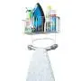 mDesign Wall Mount Metal Ironing Board Holder with Large Storage Basket - Holds Iron, Board, Spray Bottles, Starch, Fabric Refresher for Laundry Rooms - Chrome