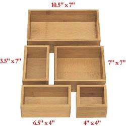 Seville Classics 10-Piece Bamboo Storage Boxes Set, Assorted Sizes