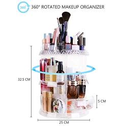 Awekris Makeup Organizer, 360 Degree Rotating Cosmetic Case, Large Capacity 7 Layers Adjustable Multi-Function Acrylic Cosmetic Storage Boxes with Drawers Fits Jewelry, Makeup Brushes, Lipsticks