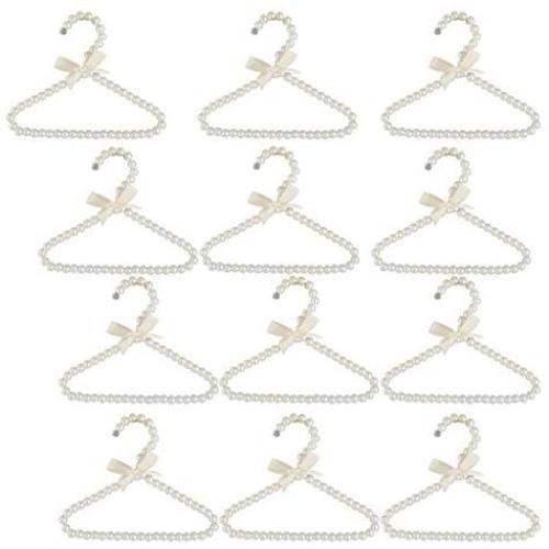 Baoblaze 12Pcs Hanger Hanging For Kids Clothes Children Space Save Plastic Pearl Baby ( White )