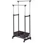 FDInspiration Functional Rolling Adjustable Clothes Garment Rack Double Rod Hanger Organizer w/ 2 Drawers with Ebook
