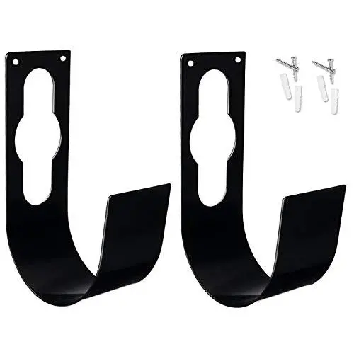 2 Pack Garden Hose Hanger Wall Mount Heavy Duty Hose Holder Hook Use for 150foot Hose (Large, Black)