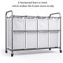 ROMOON 4 Bag Laundry Sorter Cart, Laundry Hamper Sorter with Heavy Duty Rolling Wheels for Clothes Storage, Grey