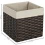 SONGMICS Set of 3 Rattan-Style Storage Baskets Bins, Storage Cubes, Indoor Collapsible Toy Organizer, 27L Decorative Bins with Metal Frame and Handles, Bedroom Closet Laundry Room, Brown URRB130BR