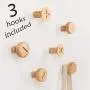 3 Pack, Natural Wooden Coat Hooks, Wall Mounted Single Wall Hook Rack, Clothes Hat Hanger Towel Rack (White Walnut),Toddler Baby Room Screw Like Unique Hook