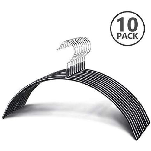 Zoe Deco Slip Reducing Contour Clothes Hangers with Grippy Coating, Sleek and Slim Arc-Shape Hangers, Bump Free Hanger Solution (Black, 16.5"x7.75", 10 Pack) Zoe Deco Slip Reducing Contour Clothes Hangers with Grippy Coating, Sleek and Slim Arc-Shape Hangers, Bump Free Hanger Solution (Black, 16.5"x7.75", 10 Pack)