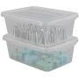 Jekiyo Small Clear Storage Boxes with Lid, Plastic Bin for Office Supplies, 9.3&quotx6.6&quotx3.5" (6 Packs)