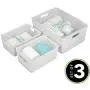 mDesign Plastic Stackable Home Storage Organizer Boxes with Lid Cover for Kitchen, Closet, Pantry, Bedroom, Bathroom, Hallway, Entryway to Hold Household Accessories, Set of 3 - Light Gray/Clear mDesign Plastic Stackable Home Storage Organizer Boxes with Lid Cover for Kitchen, Closet, Pantry, Bedroom, Bathroom, Hallway, Entryway to Hold Household Accessories, Set of 3 - Light Gray/Clear